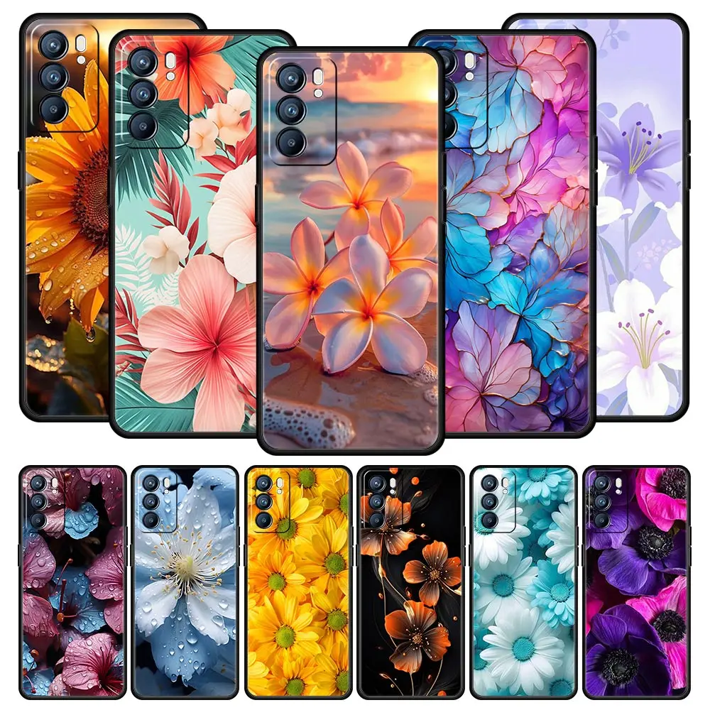 Beauty Flowers Leaves Phone Case For Oppo Reno8 Reno7 Reno6 Pro A54 5G Find X6 X5 A53 A52 A9 A15 A95 A17 A16 A57 A31 Cover