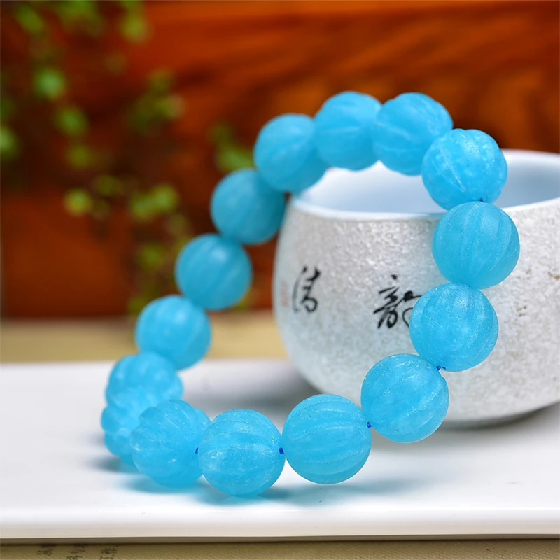 Natural Amazonite Pumpkin Bead Bracelet Women's New Chinese High-grade Jewelry Chinese Wind Gift 1pcs