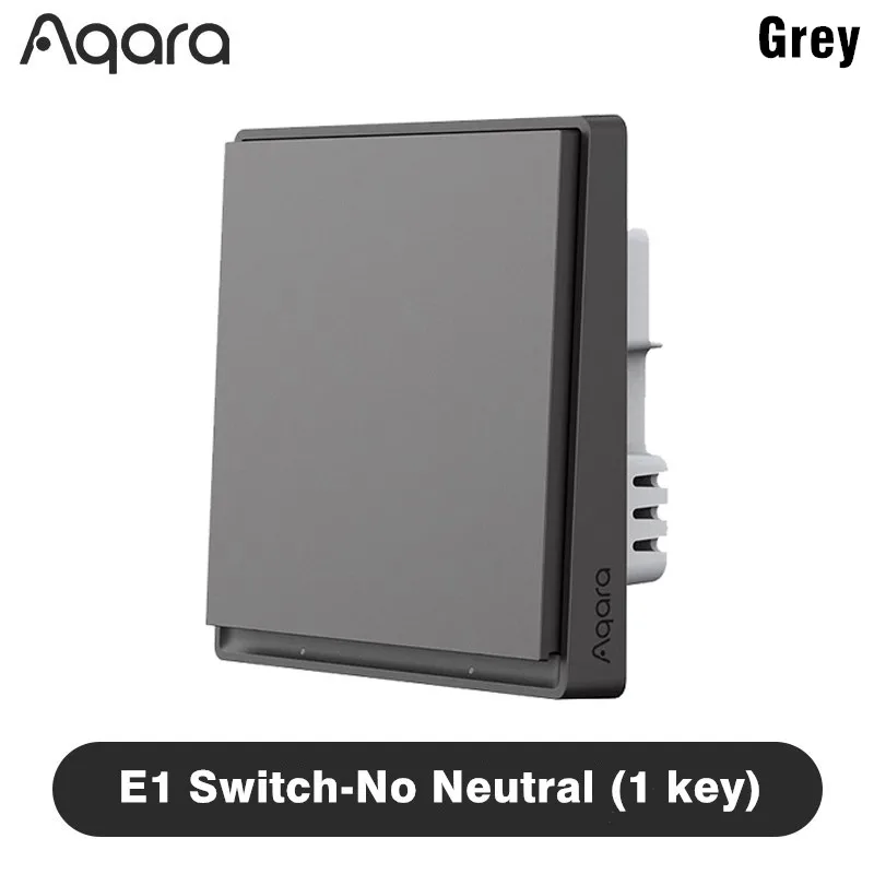 Aqara E1 slimme wandschakelaar, Zigbee 3.0, draadloze schakelaar voor verlichting, geschikt voor installatie met of zonder nuldraad, voor een slim huis, compatibel met Xiaomi Home en Homekit-app.