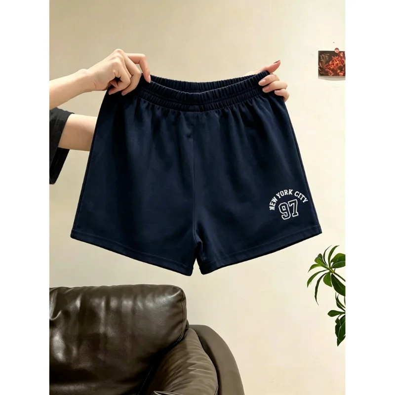 American Retro Campus Style Casual Shorts Women's Three-Quarter Length Pear Shape Slimming Sports 3-Point Pants
