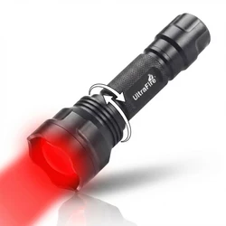 UltraFire UF-1505R Zoomable Red Light Hunting Flashlight 630nm LED Torch 38mm Convex Lens Adjustable Focus for Coyote Fox