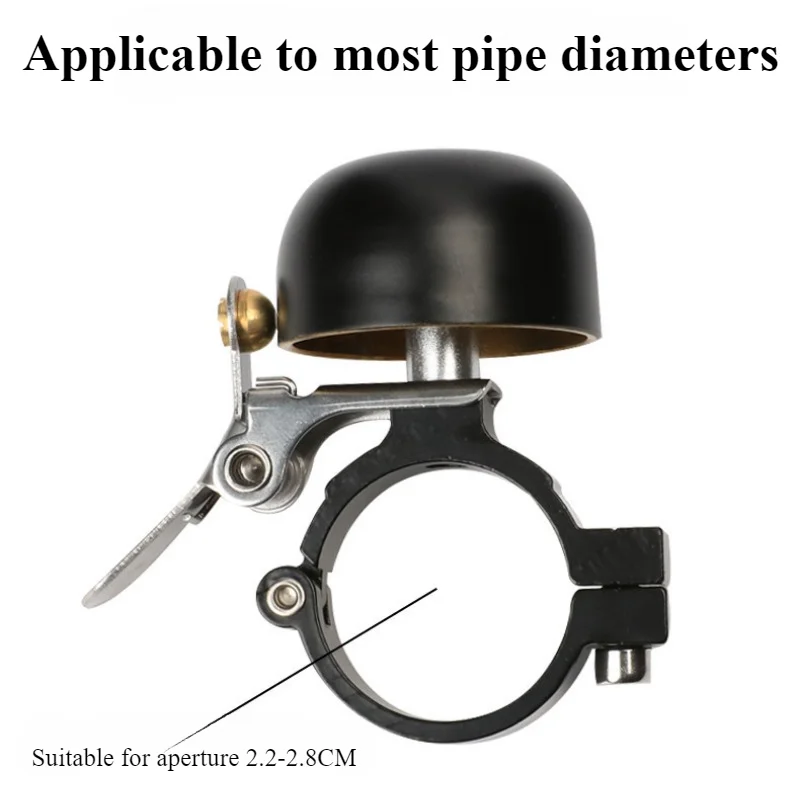 جرس دراجة صغير نحاسي أسود نقي خفيف الوزن ، معدات ركوب محمولة ، أجراس دراجات جبلية ، صوت هش