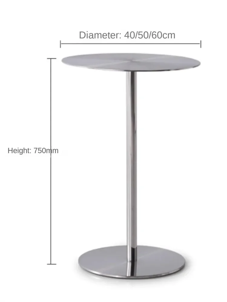 Simple Modern Industrial Style Cafe Stainless Steel Small Round Table Outdoor Leisure Round Iron Table Metal Dining Table