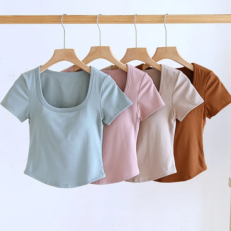 Chest Pad Cotton Modal Summer Sleepwear T-shirt For Women Short Sleeve Casual One Piece Pajamas Tops Ladies Nightwear Shirt