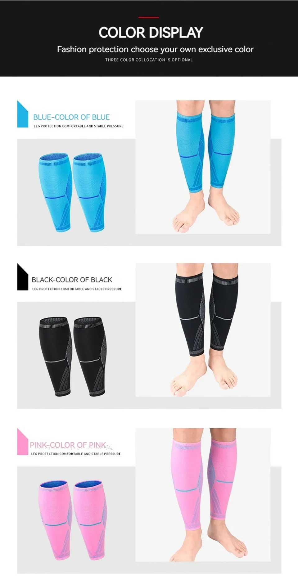 1Pcs Laufen Leichtathletik Kompression Ärmeln Bein Wade Schienbeinkantensyndrom Ellenbogen Knie Pads Schutz Sport Sicherheit Unisex – Detail 4