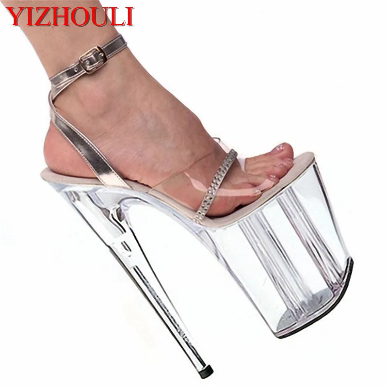 

8 inch, silver elegant female boutique luxury nightclub pole dancing 20 cm , Princess super high heels dance shoes