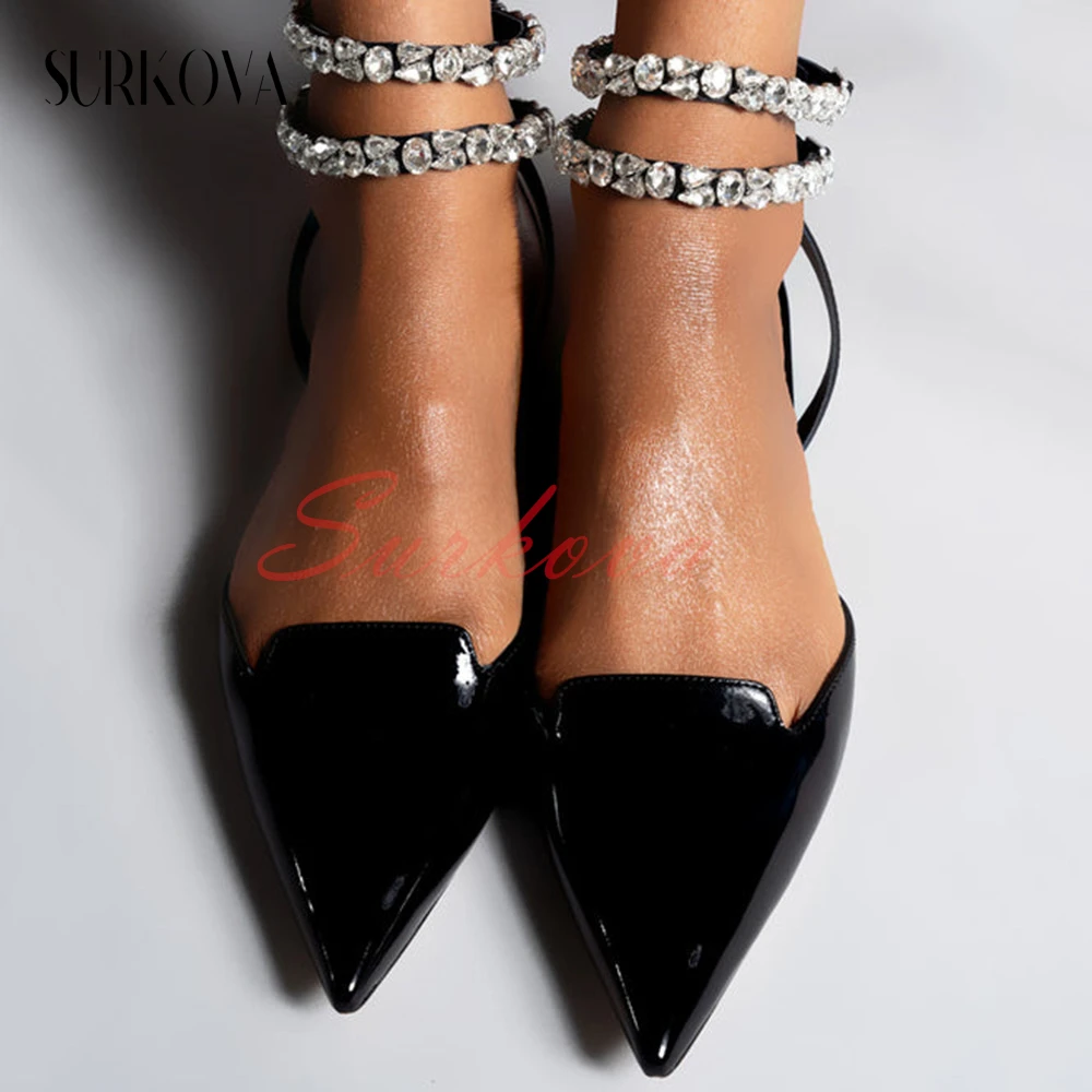 Jewel Ankle Strap Flats Pumps for Women Summer New Concise Sexy Strap Flat Sandals Ladies Casual Shoes Women's Flat Fashion Shoe