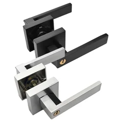 Door Handle Lock For Interior Doors With Lock Cylinder Heavy Duty Wooden Door Lock  Aluminum Alloy Handle Lock Hardware