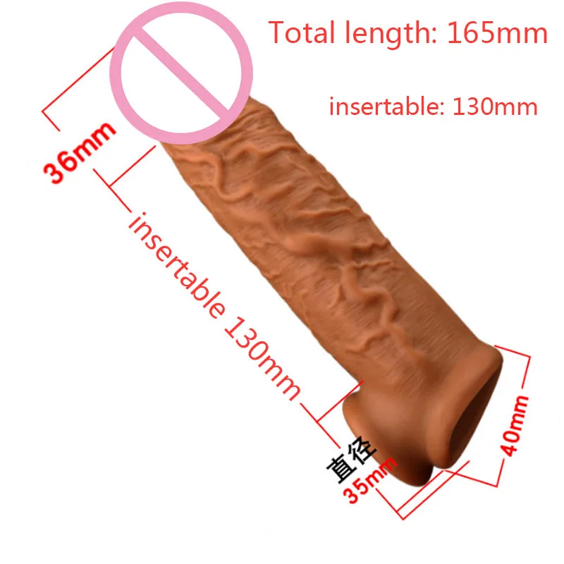 Liquid Silicone Condom Penis Extender Sleeve Delay Ejaculation Intimate Goods Sex Toys for Men