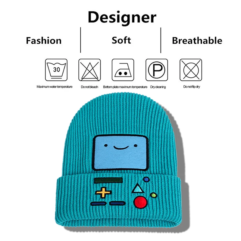 New Men's Fashion Adventure Time Embroidery Knitted Hat Winter Warm Outdoor Sports Hat Soft Beanie Hat For Men Women Casual Wool