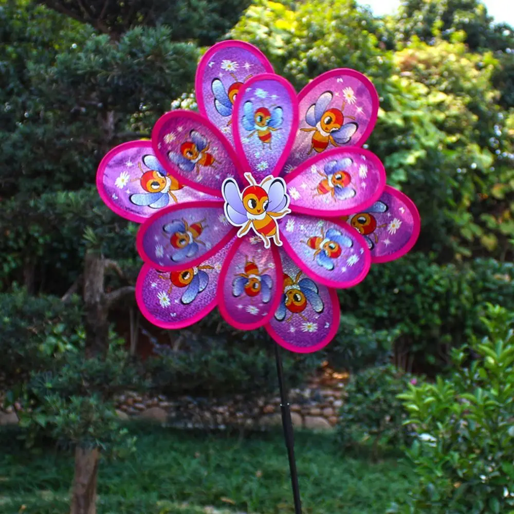 Multistyles Sparkly Insect Windmill Single/Double Layered Colorful Rotating Wind Spinner PVC Cartoon Pinwheel Windmill