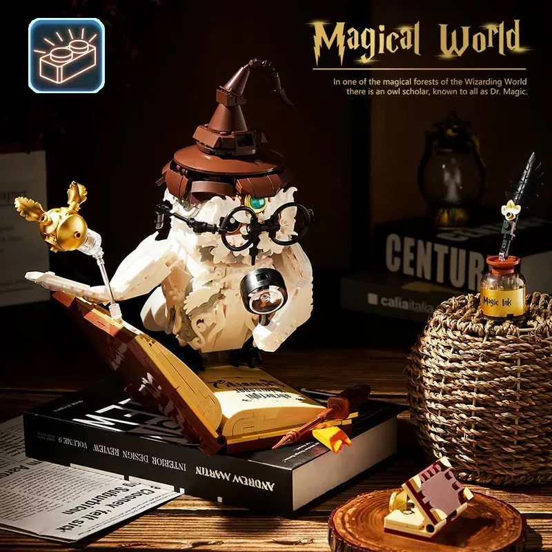 

Серия Ideas Magic Owl Doctor Building Block Creative Expert Magic World Модель животного Кирпичи Игрушки для детей Рождественский подарок со светодиодом MOC