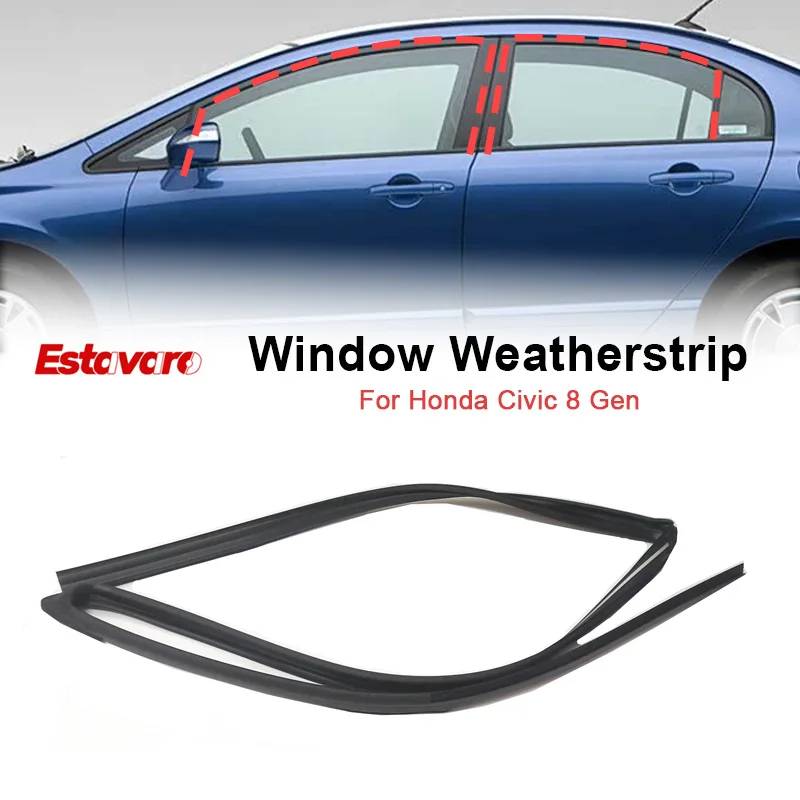 Window Weatherstrip For Honda Civic 8 Gen 2006-11 Channel Upper Rubber Strip Sealing Door Glass Lifter Guide Groove Mud Trough