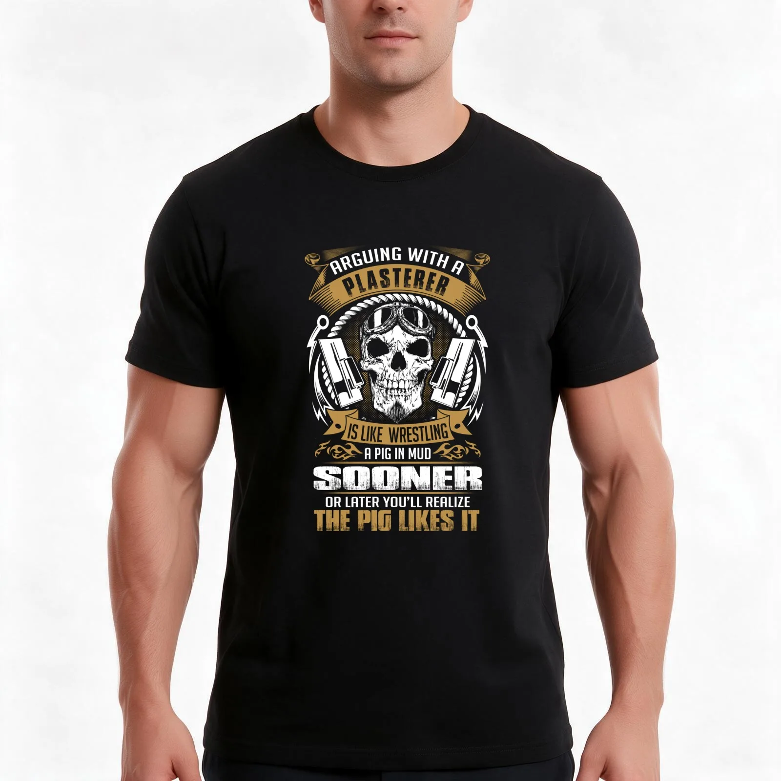 ARGUING WITH A PLASTERER T-Shirt, Summer Casual Cotton Tee, Oversized Streetwear Tops, Vintage Graphic Print, Unisex Men Women
