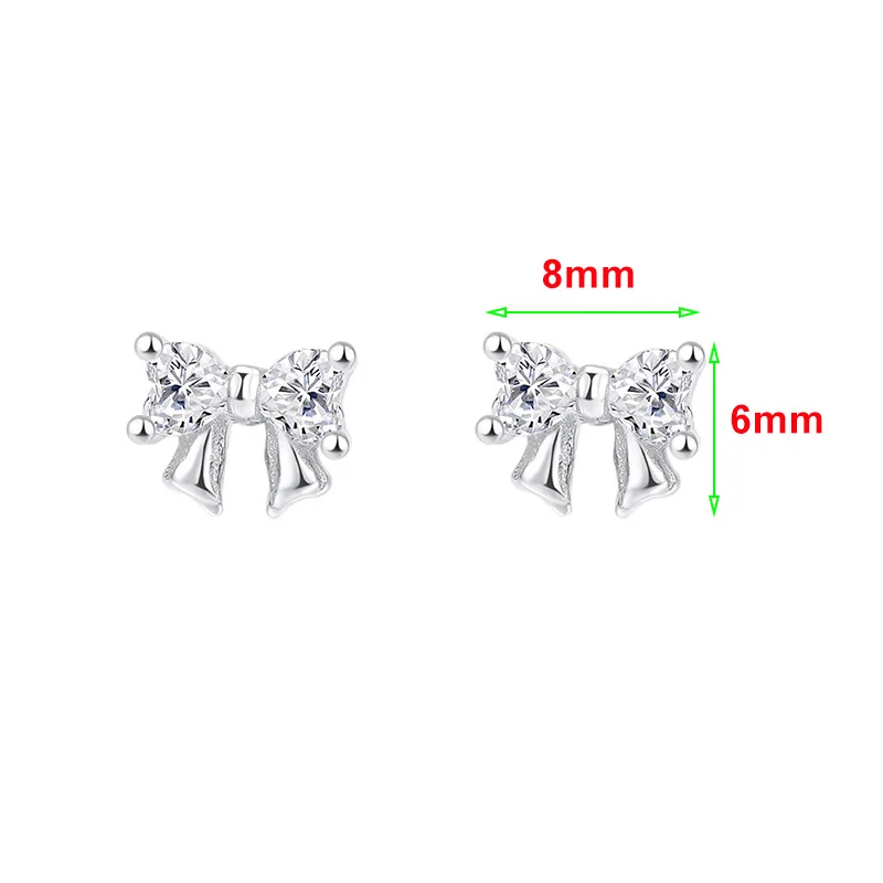 INZATT Real 925 Sterling Silver Sparkling Zircon Exquisite Bowknot Stud Earrings for Women Fine Jewelry Light Luxury Accessories