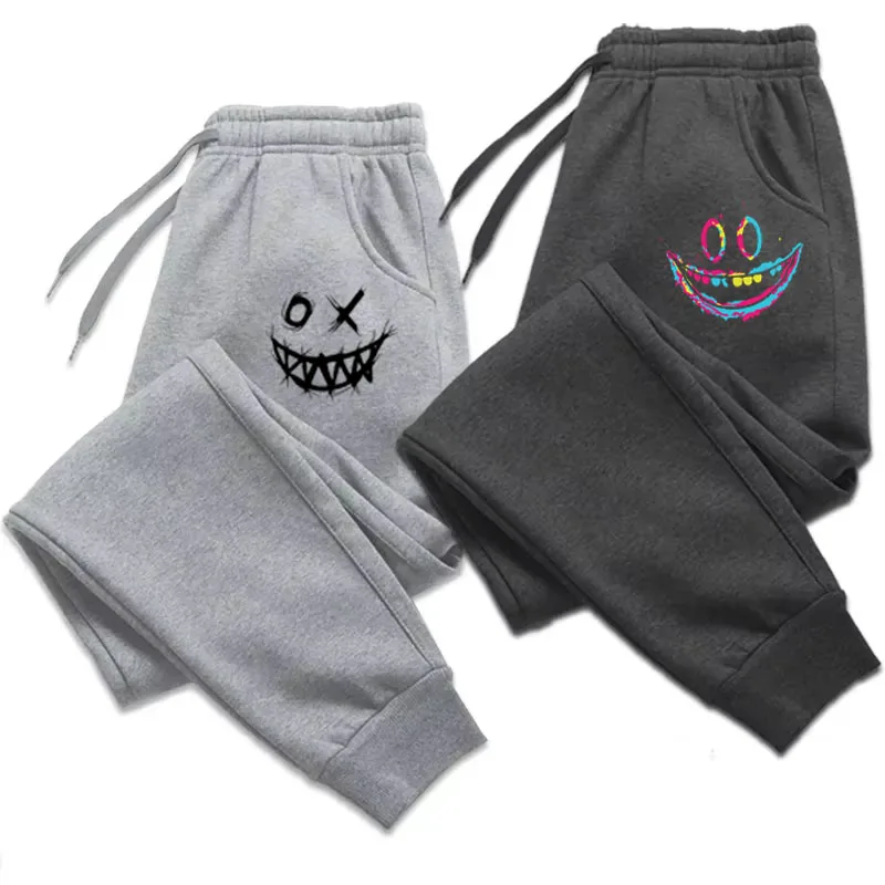 Autumn/Winter Men's Sweatpants Monster Smile Printed Lace-up Sweatpants Men Casual Pants for Daily Wear with Jogging Pants WK007