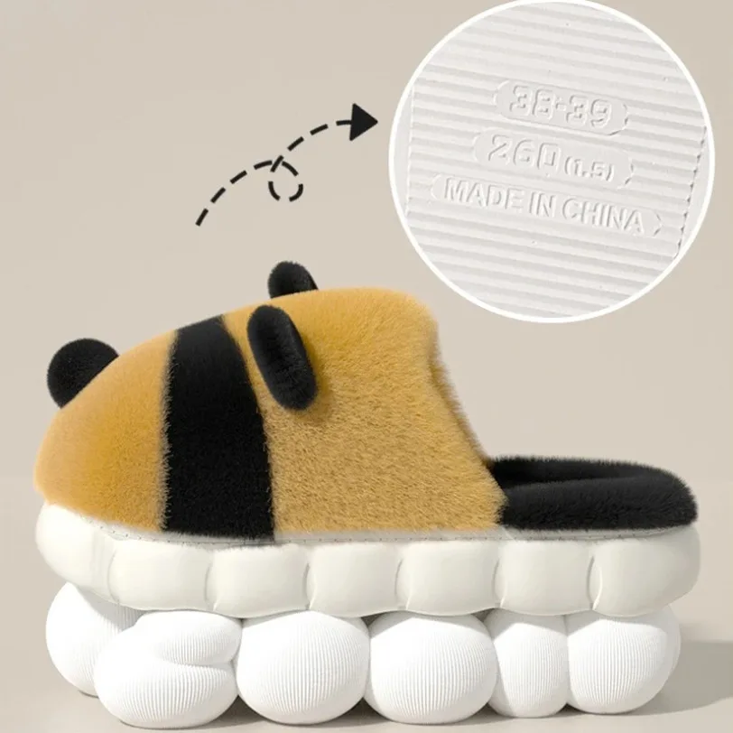 Ciepły pantofel damski dom Panda Cartoon Winter Plush Contton Indoor Funny Fuzzy Floor Home Room Shoes Flat Female Men Male