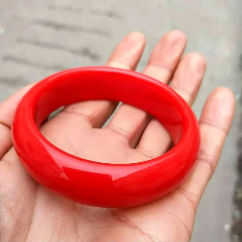

Natural Red Hand Carved Wide Jade Bracelet Fashion Boutique Jewelry Men's and Women's Bracelet Gift Accessories
