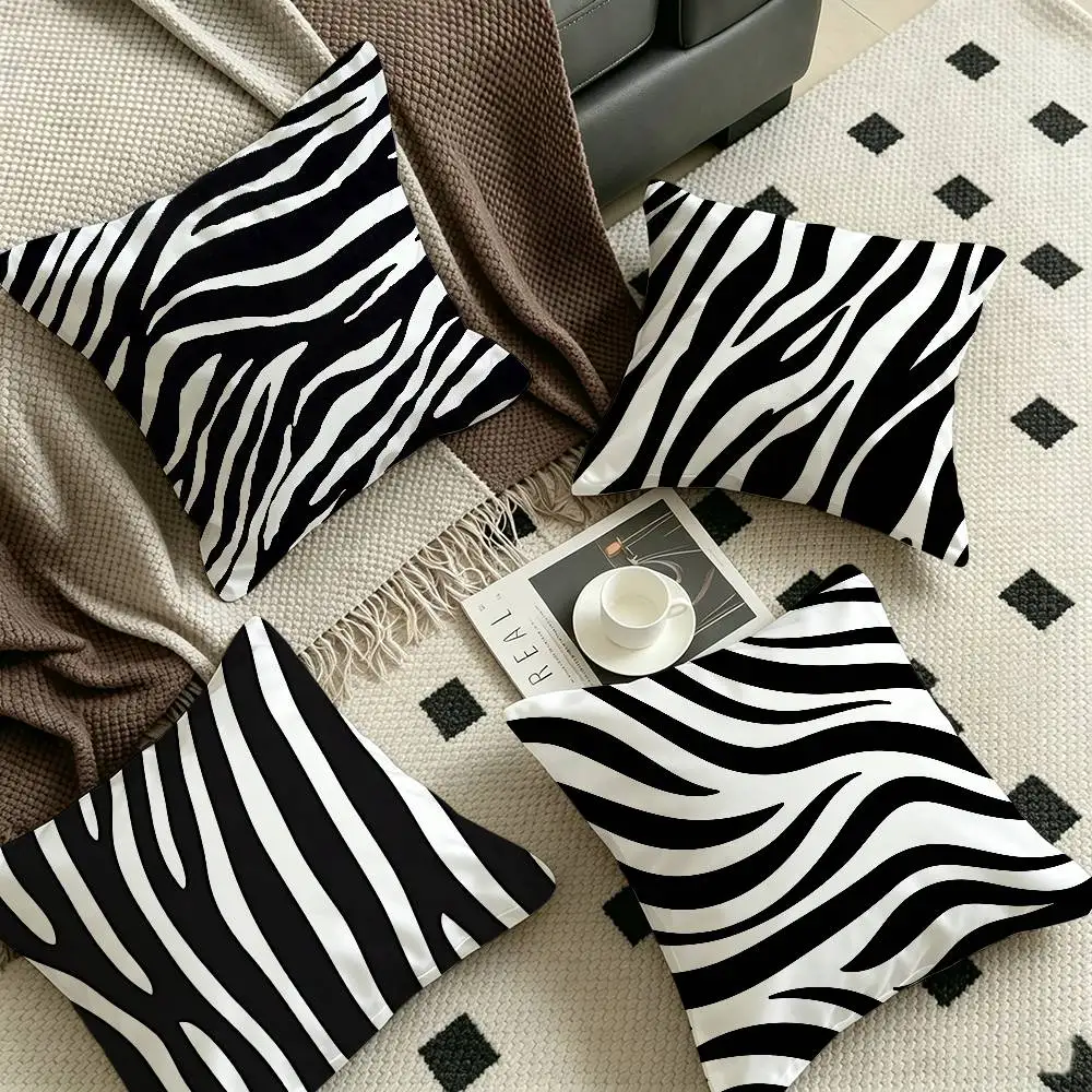 Black White Print Zebra Cushion Cover Car Throw Pillow Case For Sofa Car Christmas Gift 40x40cm 45x45cm - view 3