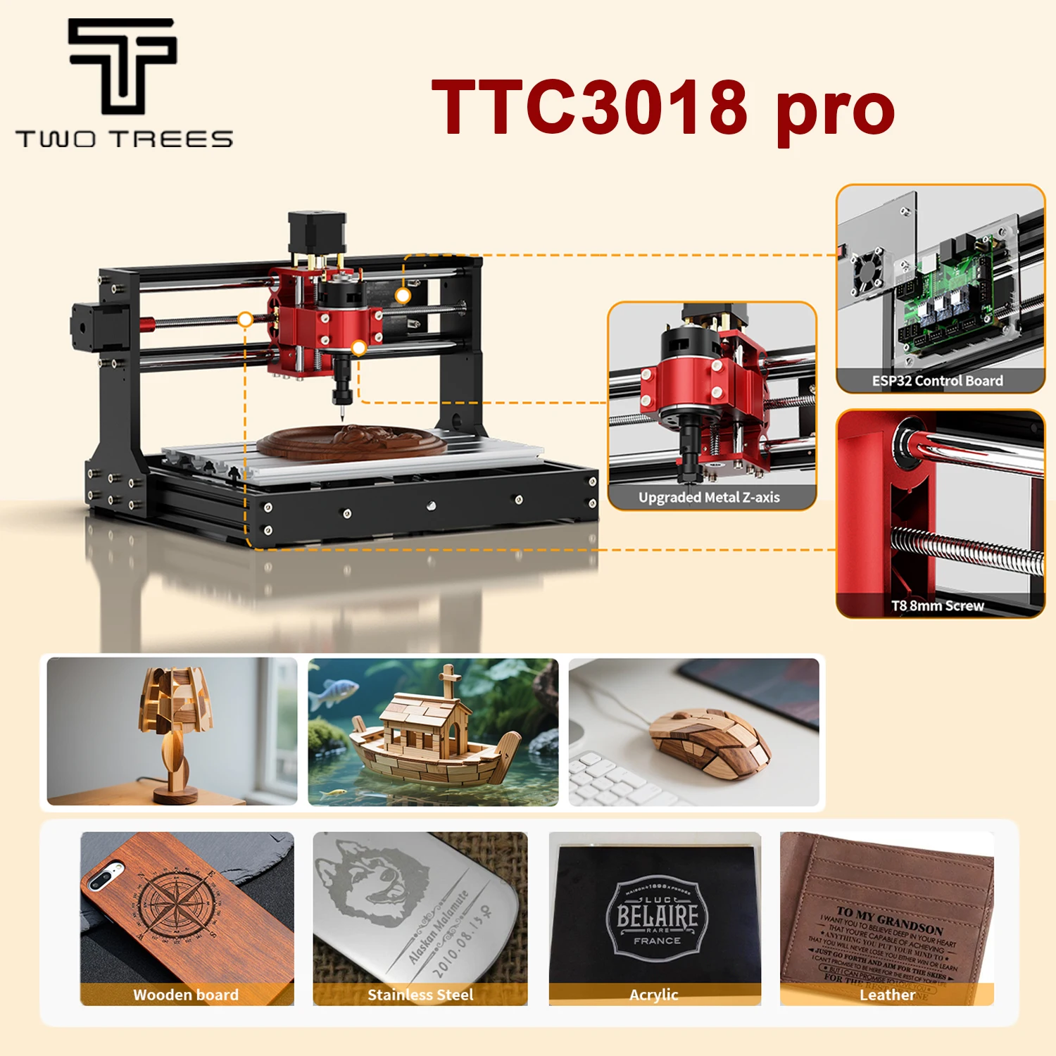 Twotrees TTC3018 pro CNC Router For Wood Metal Acrylic PCB PVC Cutting Support storage card expansion 3018 CNC Cutter Machine