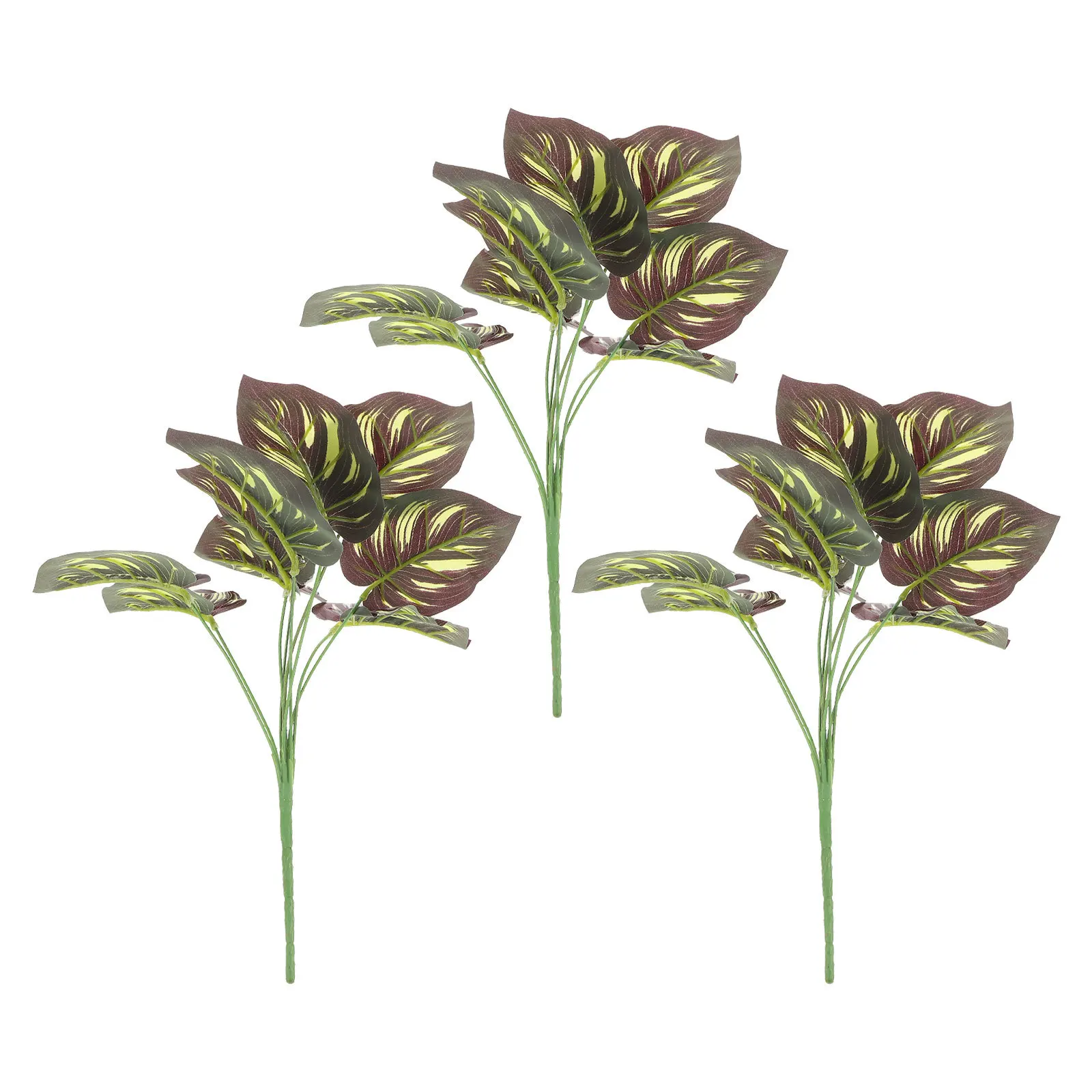 Folhas de mangueira falsas realistas, 3 peças, plantas artificiais roxas da selva para decoração de casa, arranjo de parede, festa tropical, decoração artesanal diy