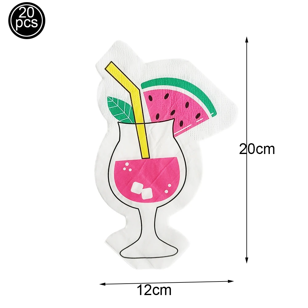 20pcs Hawaiian Tropical Themed Paper Napkins Set Cocktail Napkins with Surf Flamingo Toucan for Aloha Birthday Party Decorations - view 6