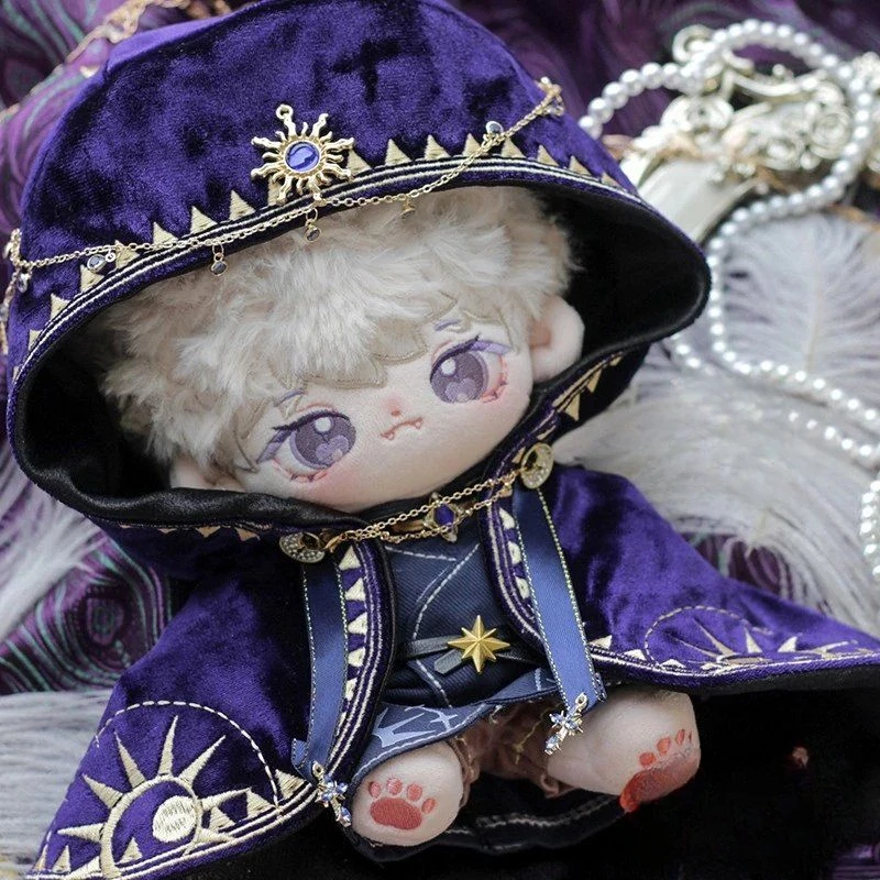 Handmade 4pc 20cm Doll Clothes Temple Priest Cos Suit Purple Gorgeous Cloak Robe Belt Pants Outfit Cos Gift No Doll