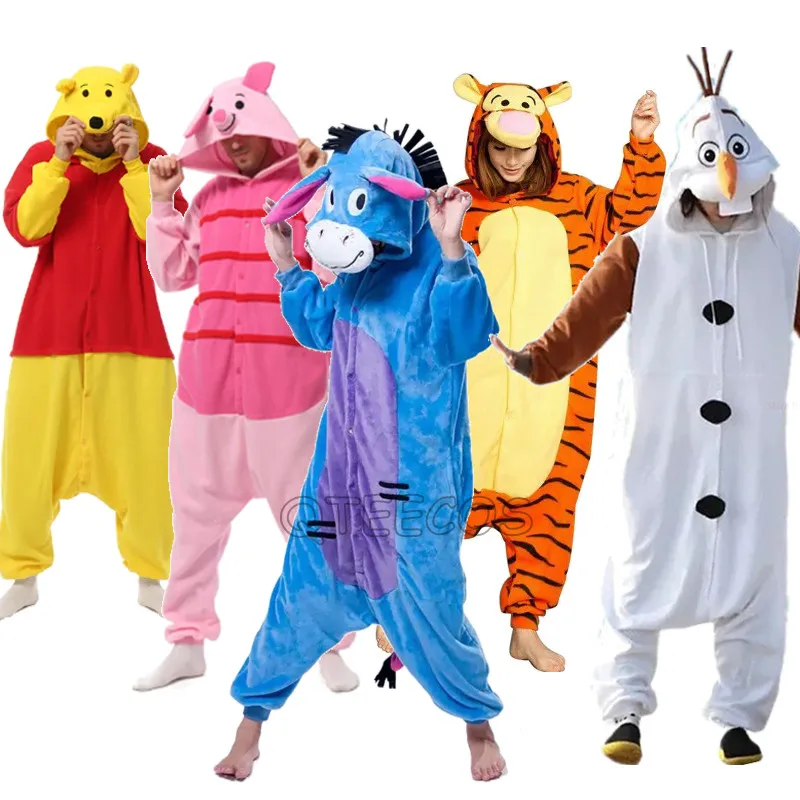 Pluto Eeyore Tiger Onesies Kigurumi Cosplay Costume  Animal Piglet Tigger Olaf Anime Pajamas Adults Jumpsuits Homewear