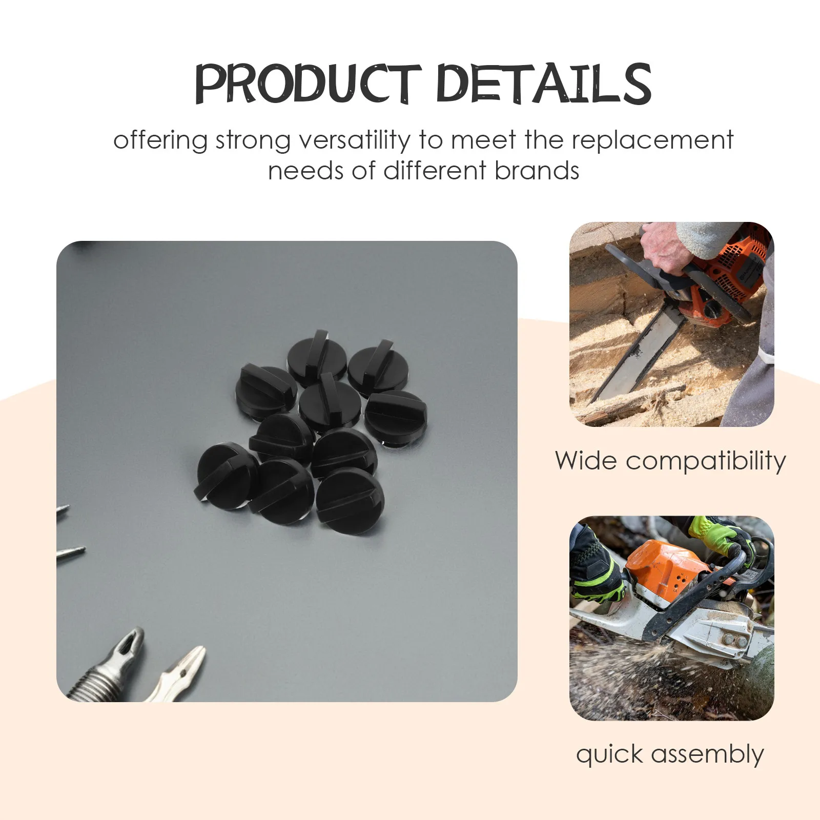 10Pcs Chainsaw Spare Parts Filter Screw Set High Precision Lock Nut Filter Guard Cover Quick Assembly for Gas Powered Chainsaws
