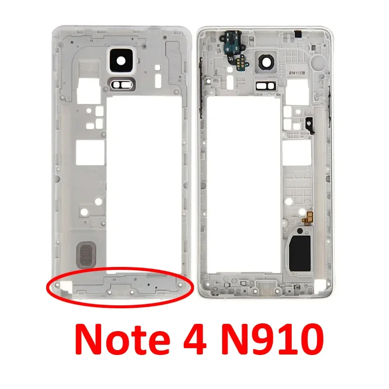 For Samsung Galaxy Note 4 N910 N910F N910C N910G N910A N910H Phone Housing Middle Frame Mid Chassis With Buttons Lens