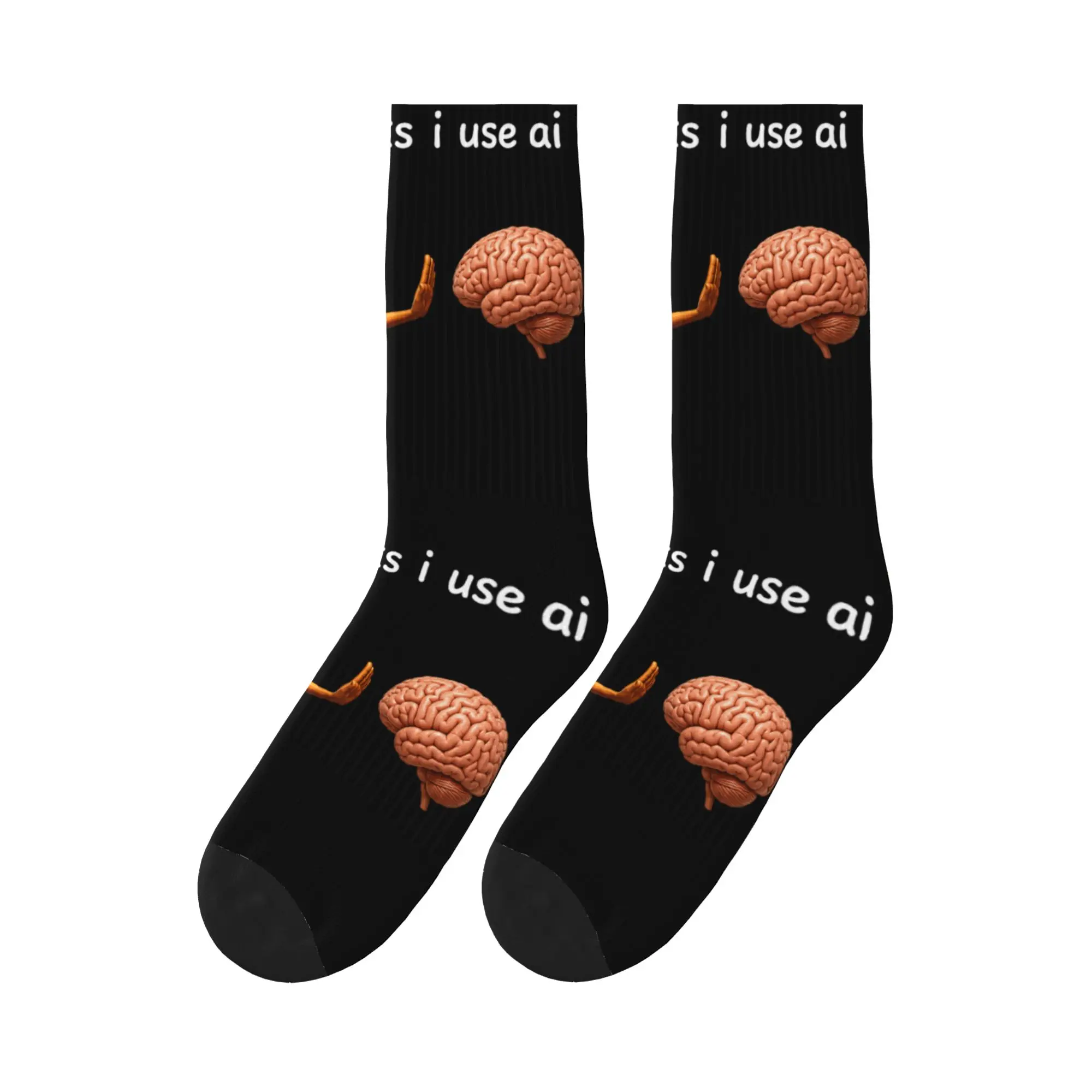 Power of AI Tung Sahur Abandons His Brain Funny Meme Joke Stockings Unisex Men Socks Medium Soft Socks Spring Anti Graphic Socks