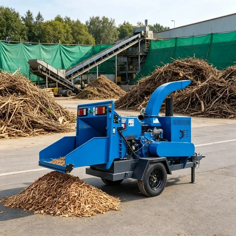 High Yield 8T/H Professional Wood Chipper Commercial Forestry Equipment with Conveyor Belt Output for Biomass Fuel Production