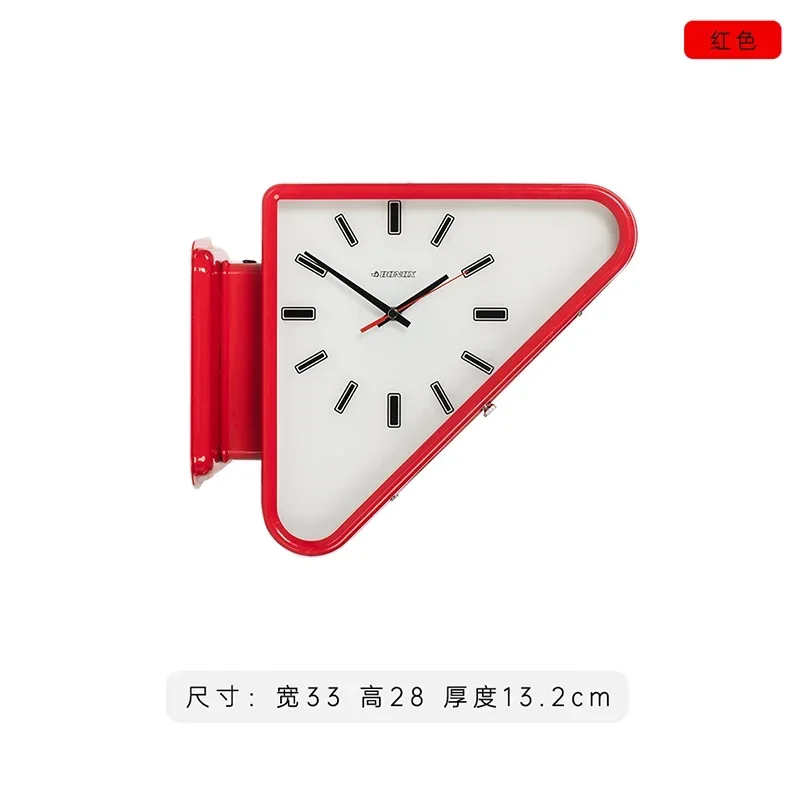 Living Room Minimalism Clocks Two-sided Wall Clocks Triangle Modern Clock Mechanism Silent Design Clock Watch for Decoration