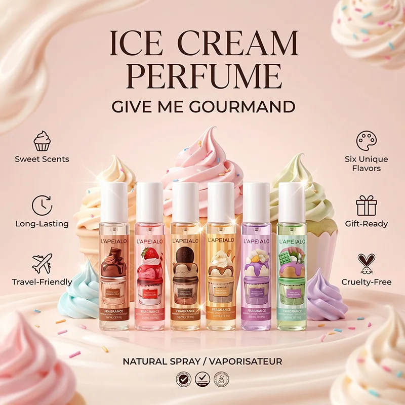 LAPEIALO Ice cream perfume 6 Gift box set of gourmet milk-flavored light fragrance mini portable spray bottles view 3