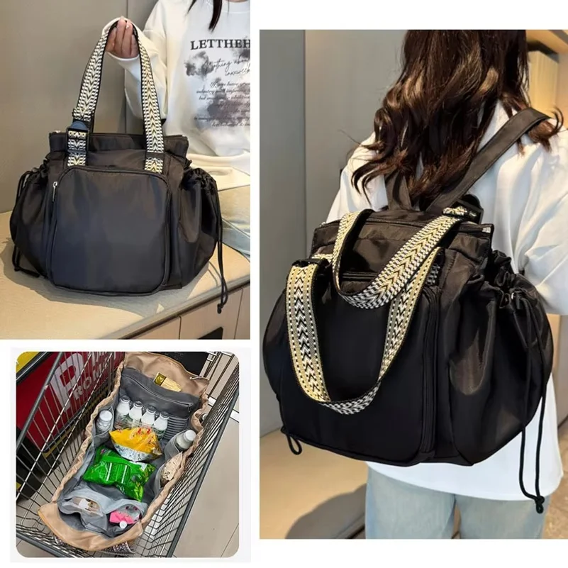 Women Sport Versatile Backpack Gym Yoga Fitness Bag Large Drawstring Handbag Shoulder Tote Outdoor Shopping Mommy Bag