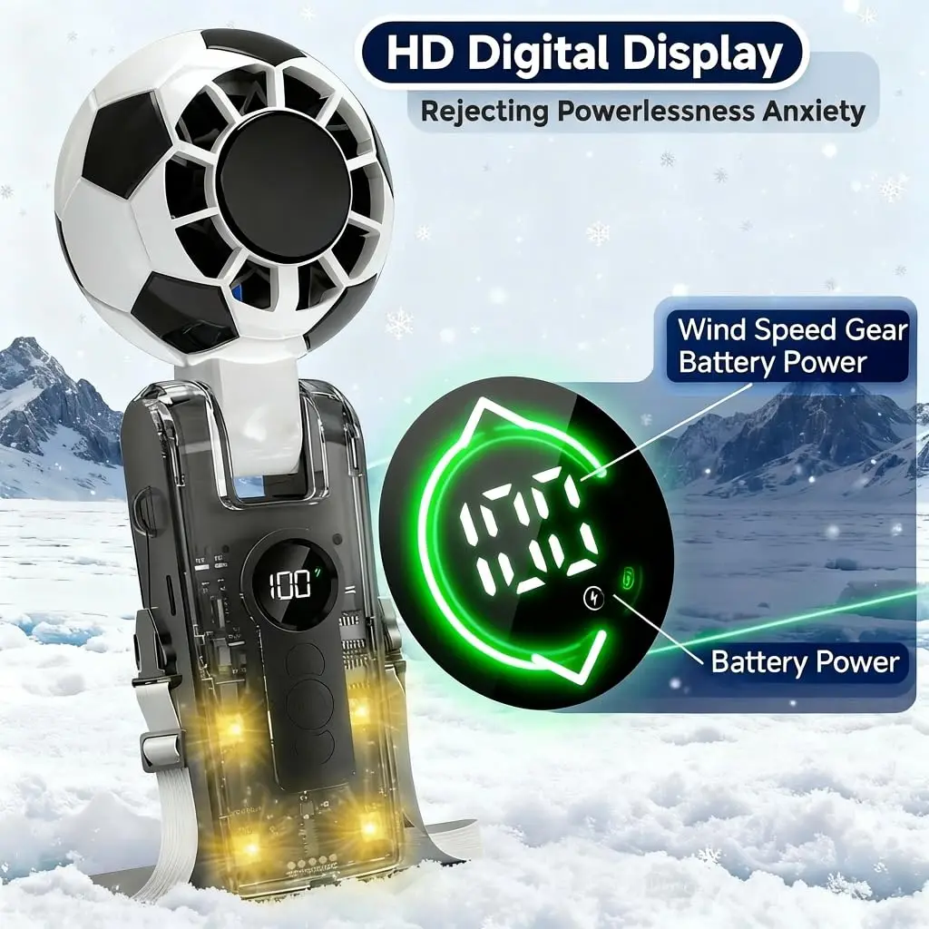 X68 Football Pattern Handheld Fan, Semiconductor Cooler, USB Rechargeable Foldable Portable Mini Fan