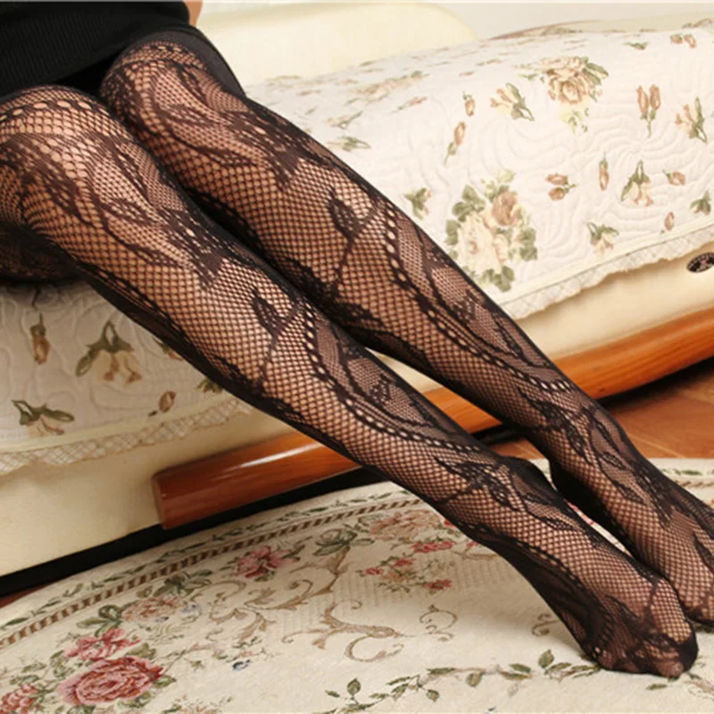 Sexy Damen-Dessous, schwarze Netzstrümpfe mit Streifen, transparente, elastische, oberschenkelhohe, transparente Strumpfhosen für modische Unterwäsche