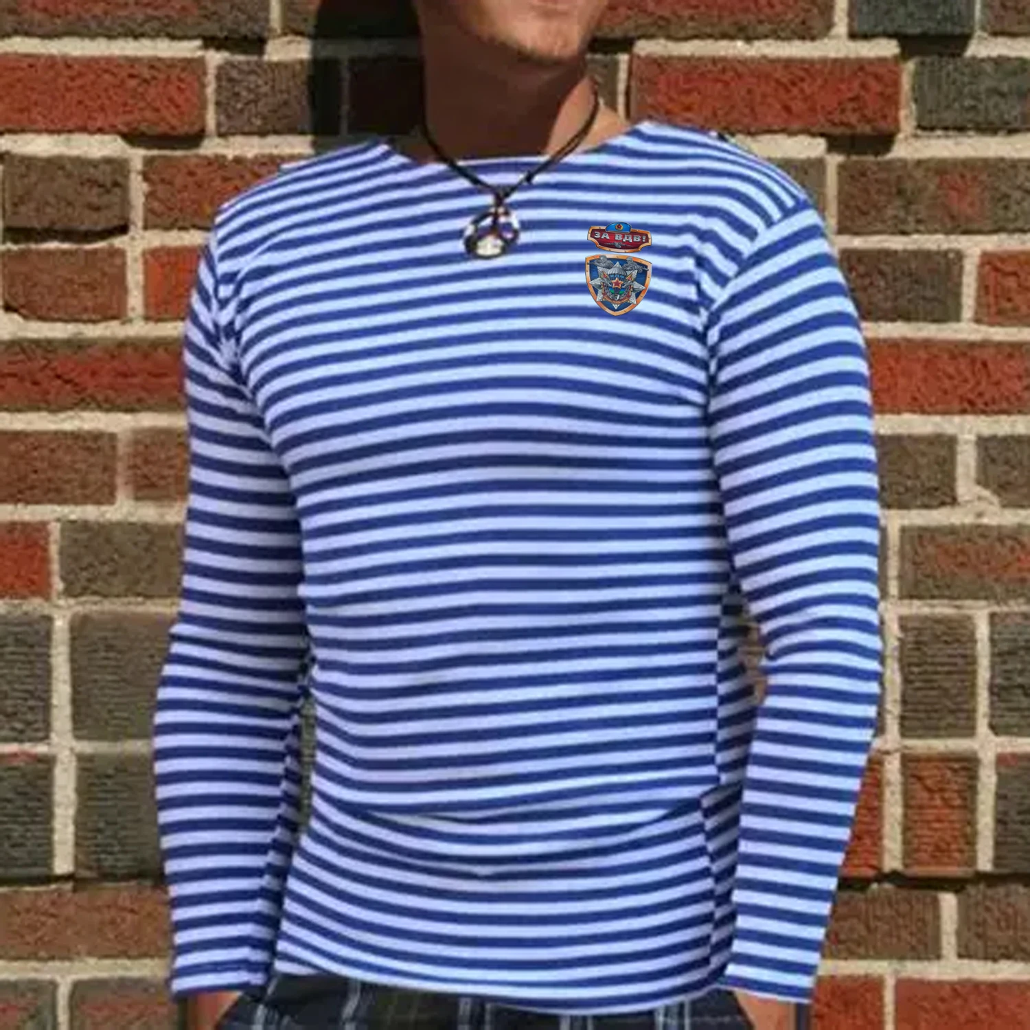 Russian Soviet Airborne Medal VDV Paratrooper Stripes T-Shirt Polyester Cotton Long Sleeve Sailor Striped Shirt Telnyashka Tops