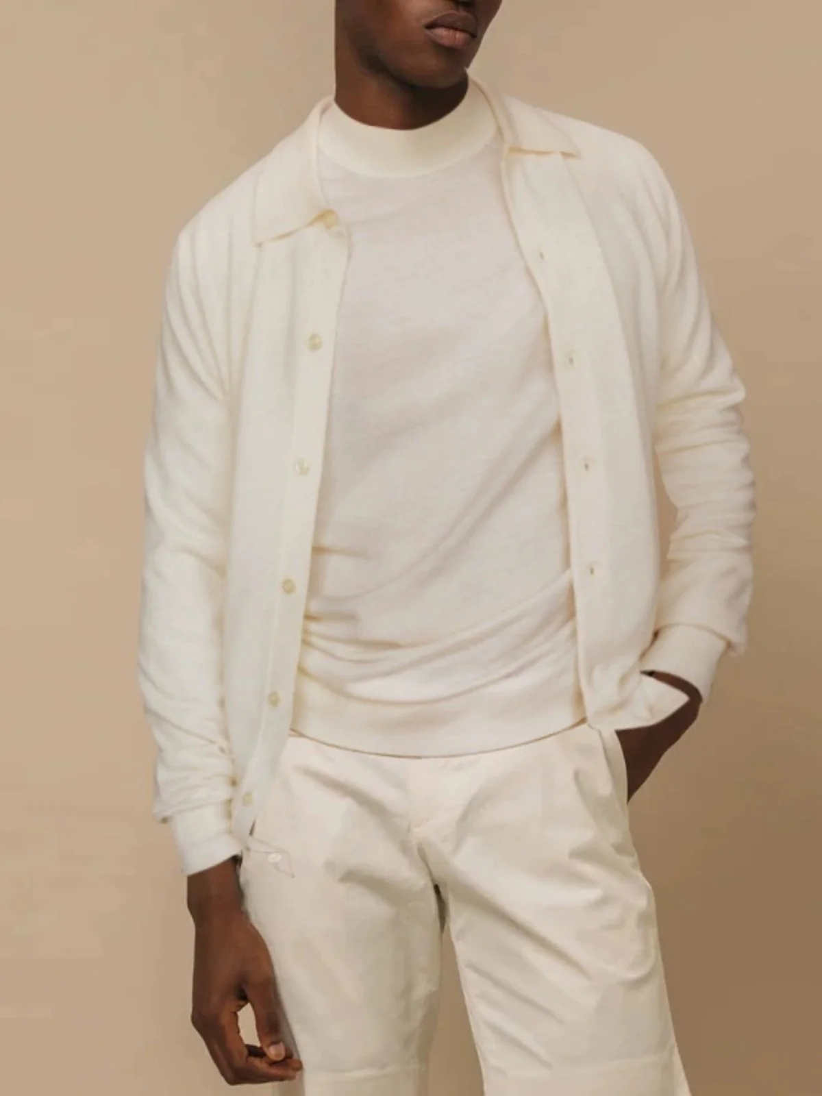 

Long Sve Men's irt Jaet Knitted Wool Silk Mix Casual Sle Spring Autumn Wear Comfortable Breathable Polyest...