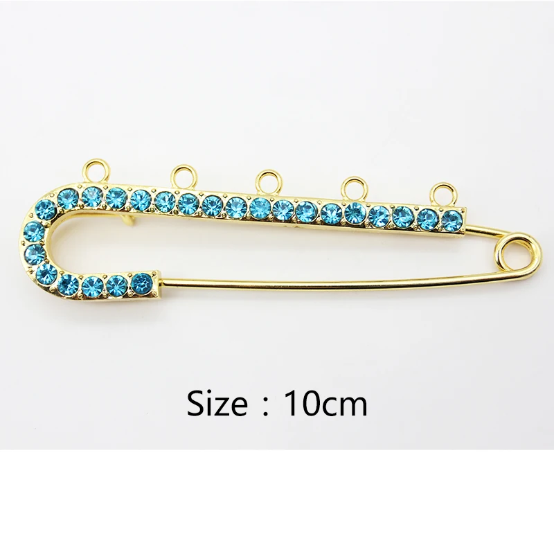 pins for kids big 10 cm with 5  loops Safety pink blue crystal rhinestone Mashallah Pin small Brooch baby pin