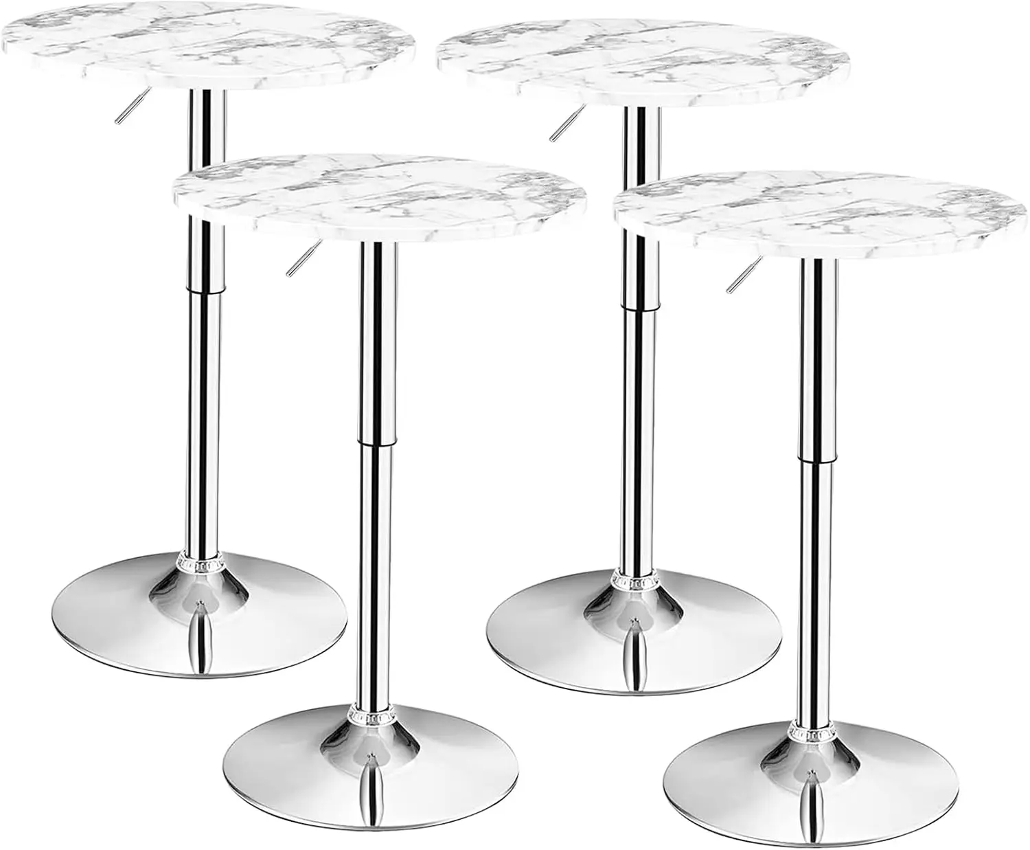 Height Adjustable Bar Table, Swivel Bistro Pub Table For Home & Kitchen(4 Pack, White)