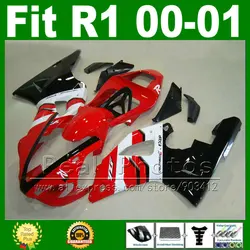 Nieuwe OEM vervangen Stroomlijnkappen fit voor YAMAHA YZF R1 2000 2001 jaar model Rood wit YZFR1 00 01 carrosserie kuip kit onderdelen Y6X3