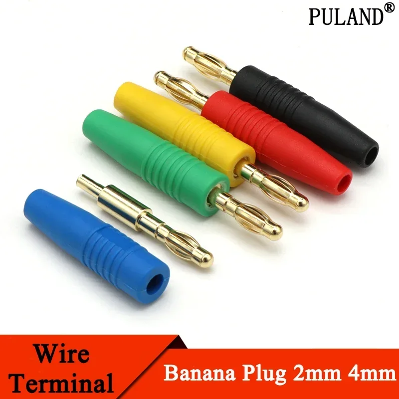 

1/5Pcs New 2mm 4mm Plugs Gold Plated Musical Speaker Cable Wire Pin Banana Plug Connectors Black Red Green Blue Yellow