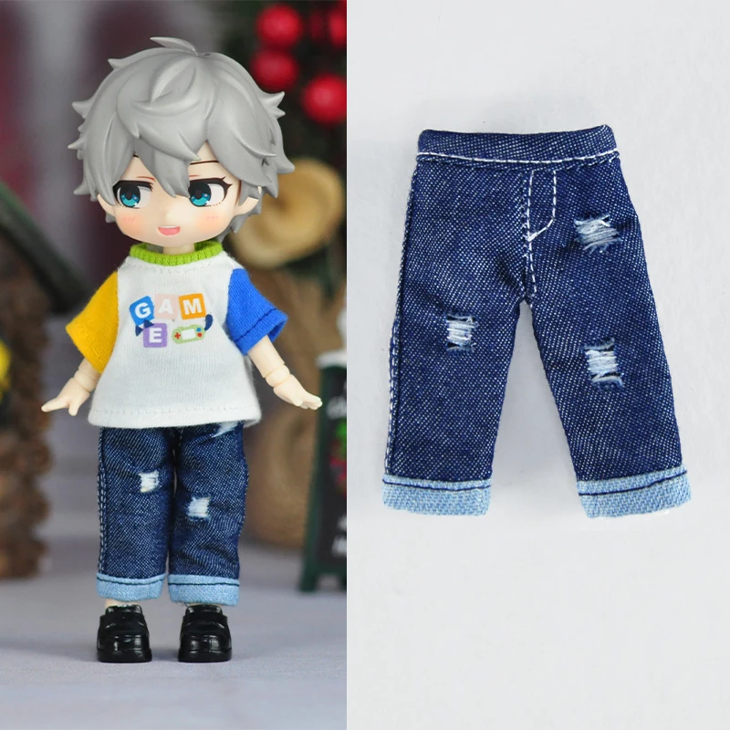 Ob11 Kleding Pak Jeans Set T-Shirt Leren Broek Voor Obitsu11, Molly Pop Gsc Ymy Body 1/12bjd Poppenkleding Accessoires