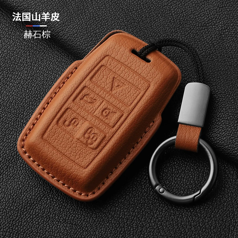 ジャガー XFL/XEL/FPace/XJL/F-Type 2025用プレミアム本革ヤギ革キーフォブカバー