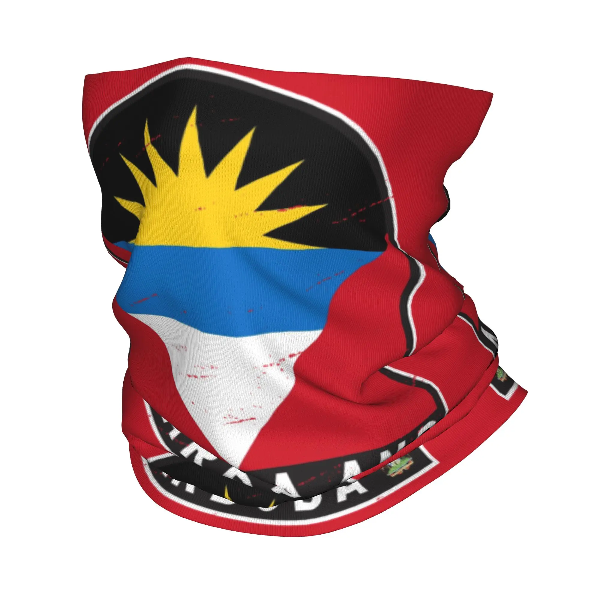 

Antigua and Barbuda Flag Emblem Distressed Bandana Neck Cover Printed Mask Scarf Multifunctional Cycling Scarf Fishing