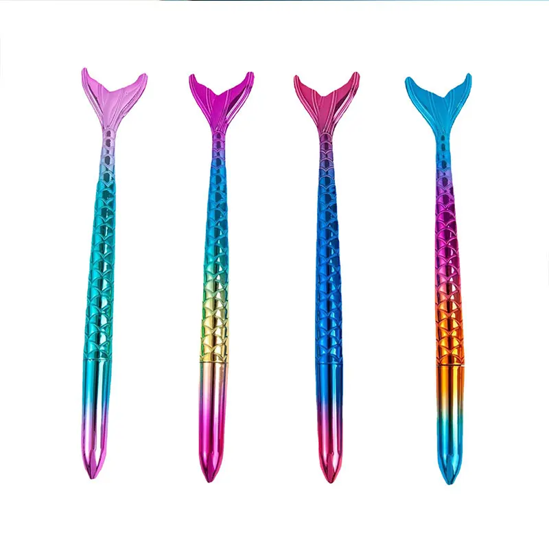 Stylos à bille en forme de sirène, 10 pièces, dégradé coloré, belle queue de poisson, papeterie, stylos à Gel de dessin animé, cadeau