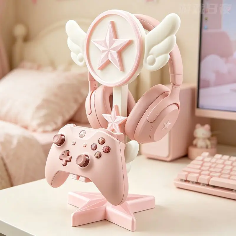 Universeller Kopfhörerständer in Mädchenrosa, Desktop-Aufbewahrungsregal, Display-Ständer, Anime-Kopfhörer-Dekoration, Zubehör, Geschenk