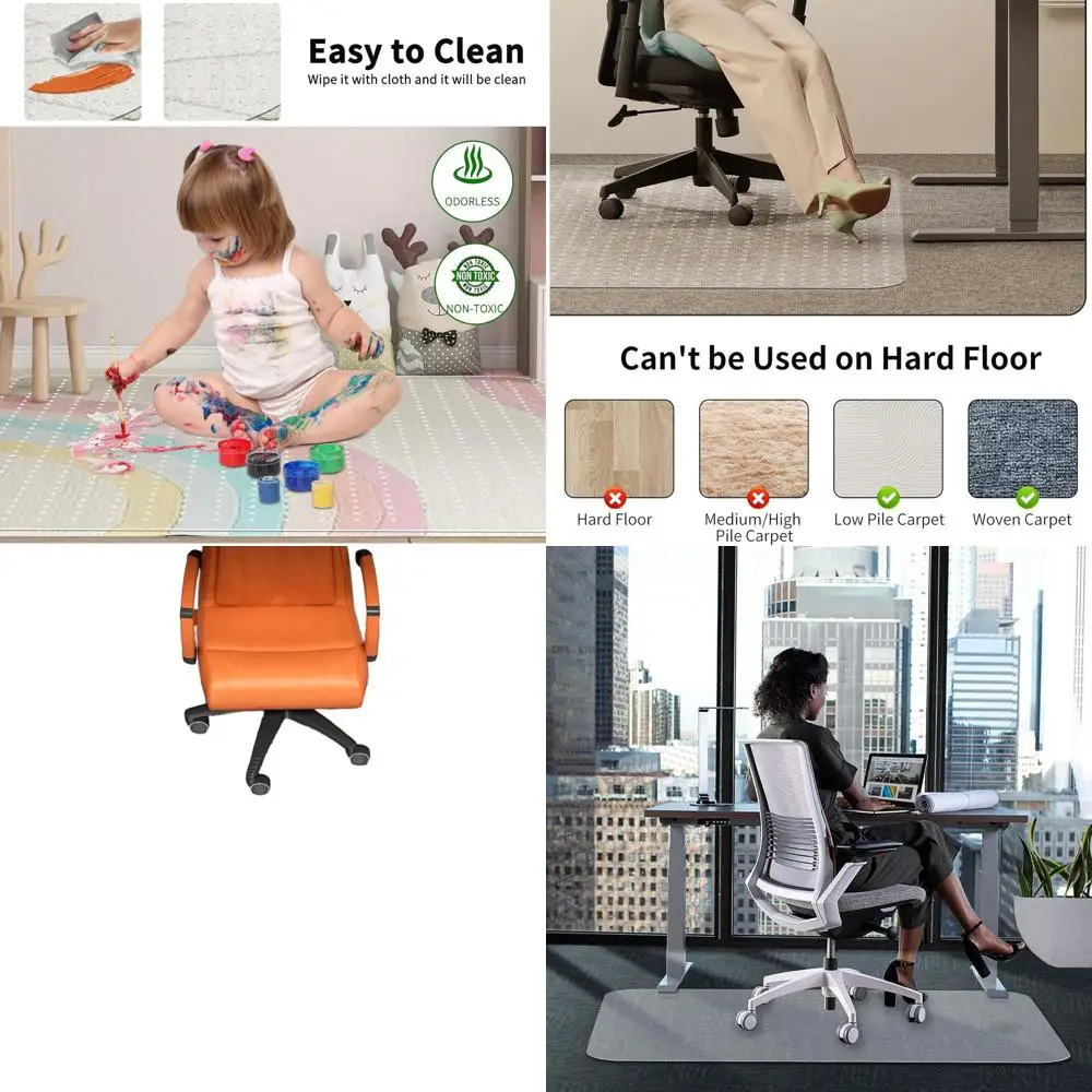 

Прозрачный коврик для офисного кресла 48x60 см с противоскользящей защитой для компьютерных и офисных кресел