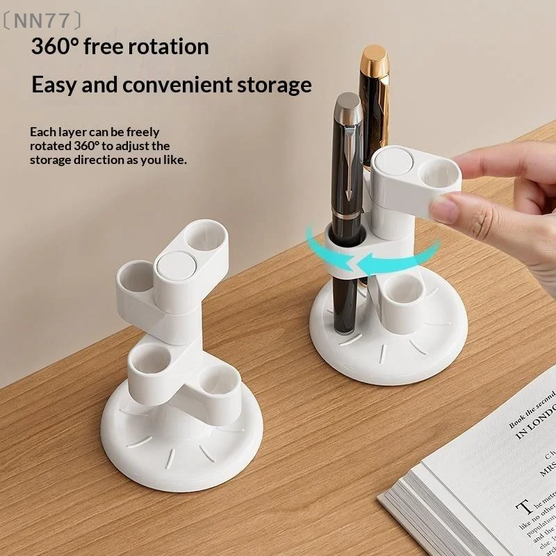 〔NN77〕White Desktop 360 Degree Rotating Pencil Pen Storage Rack Holds 4 Pens For Office Desktop Storage〔W7〕